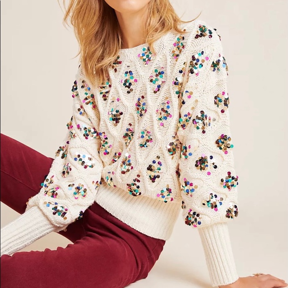 Anthropologie Lara Sequin Sweater NWOT
